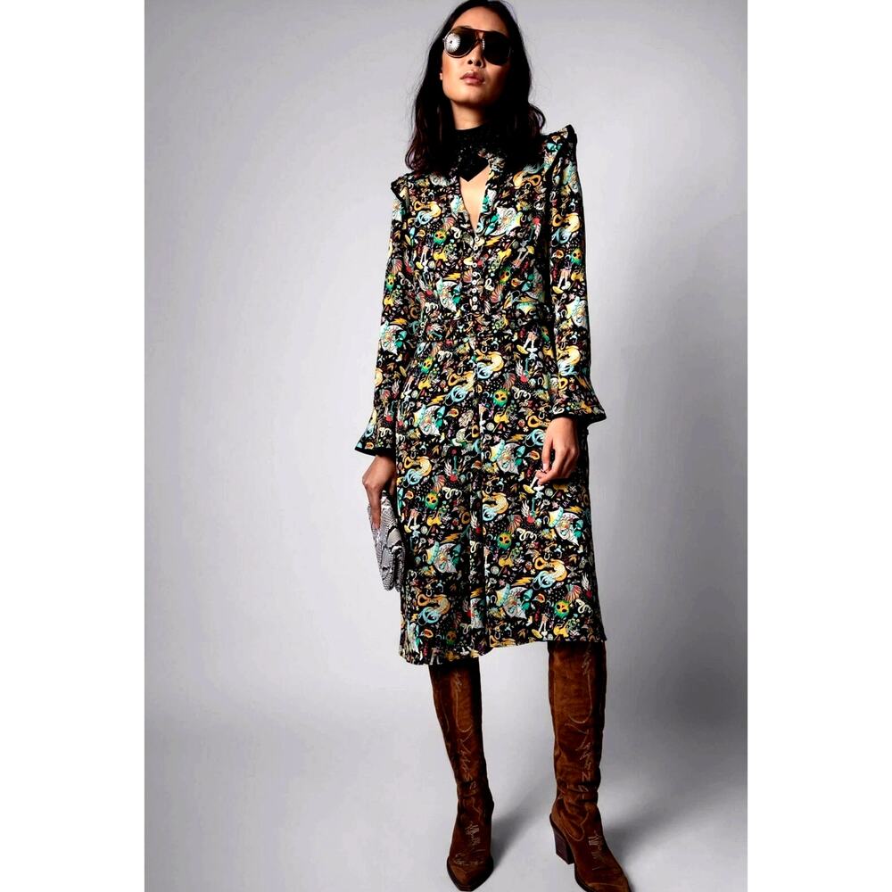 Zadig & Voltaire Rosier Circus Print Dress Midi Multi XS - Picture 3 of 16
